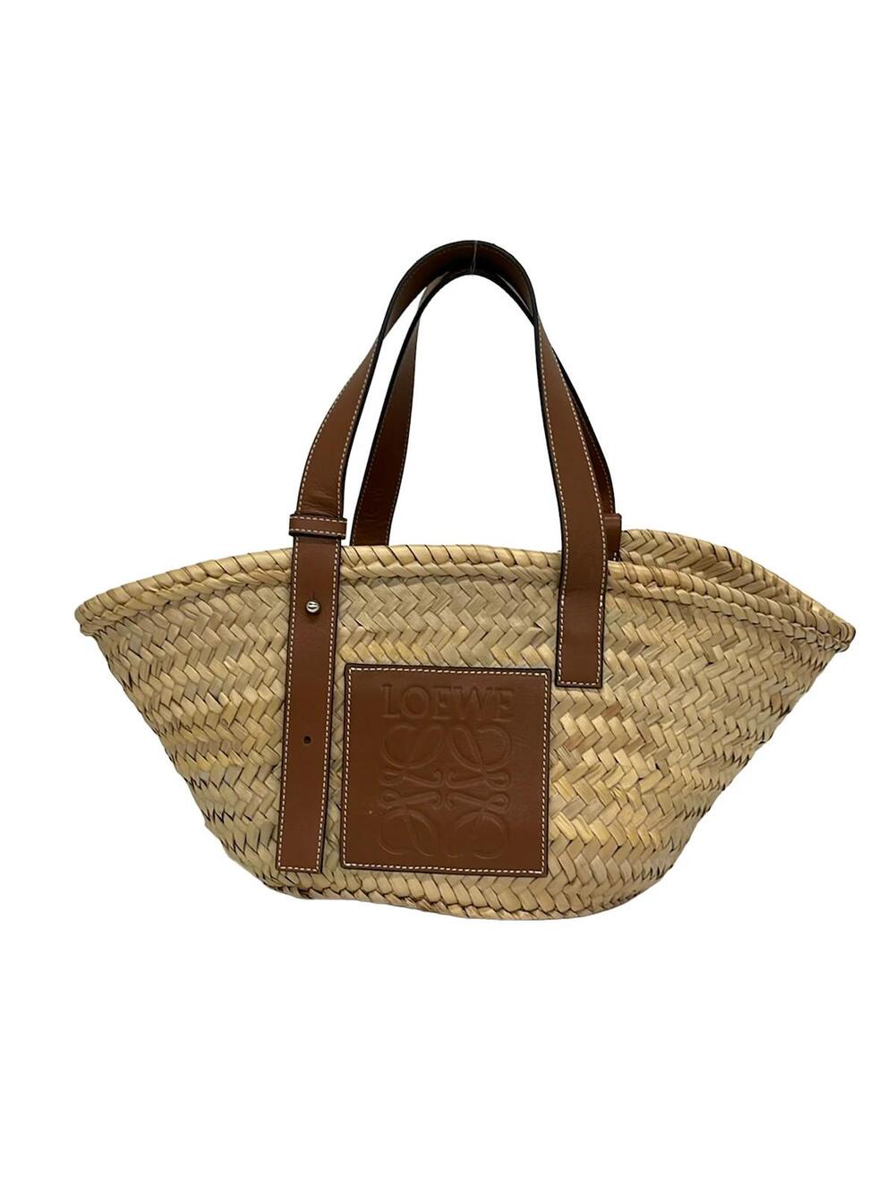 Loewe Basket Beige Brown Palm Leaf Calf #351390L69B